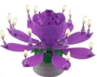 Rotating Musical Lotus Flower Birthday Candle - Unique Party Cake Topper, Lily of the Valley Brand