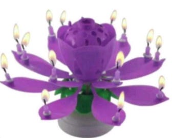 Blooming Musical Birthday Candle: Rotating Lotus Flower Cake Topper 14 Candles Extravaganza "LILY of the VALLEY" (Brand)