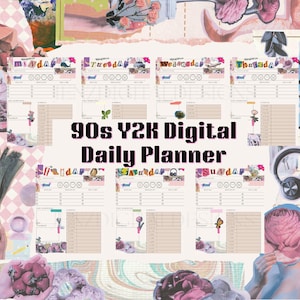 90s Digital Planner – Retro Aesthetic Printable Planner PDF, Cute Y2K Daily Pages, Digital Download Perfect for iPad or Tablet use