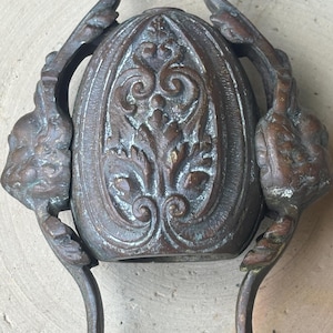 antique heavy cast bronze figural ornate lamp or chandelier base part - rosette - steampunk - altered art - home decor
