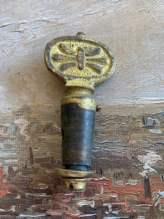 Old Gothic Brass Gas Valve Key Pendant Steampunk Jewelry Assemblage Supply  - Victorian era