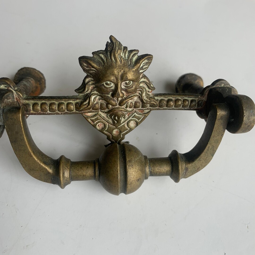 Amazing Figural Brass Lion or North Wind Drawer Pull Etsy