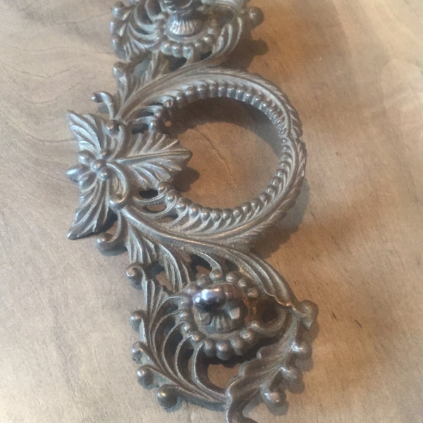 Beautiful Ornate Vintage Brass Drawer Pull