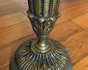 Gothic Vintage heavy lamp part - candle holder - Assemblage Supply - Brass Ornate Hardware