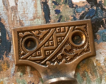 Vintage Bronze Window Sash - Stormy Patina - Assemblage Steampunk Pendant - Old Ornate Hardware