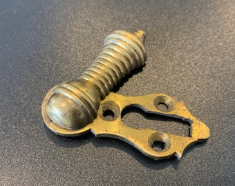 Heavy Vintage Escutcheon w Brass Swivel - Ornate Key Hole -DIY Steampunk Assemblage Pendant Supply - Door Hardware - Mixed Media - Medallion