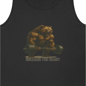 Gym Tank Top - UNLEASH THE BEAST | Motivational Workout Shirt for Men | Fitness Beast Mode Tee
