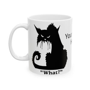 Whimsical Cat Ceramic Mug, Coffee Cup for Cat Lovers, Artistic Cat Mug, Cute Gift for Cat Enthusiasts, Unique Cat Lover&#39;s Mug