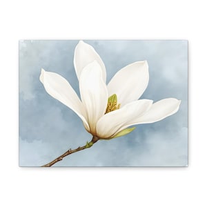 Floral Art Canvas Print, White Magnolia Wall Decor, Flower Artwork for Home, Nature-Inspired Gift, Spring Decoration, Botanical Print