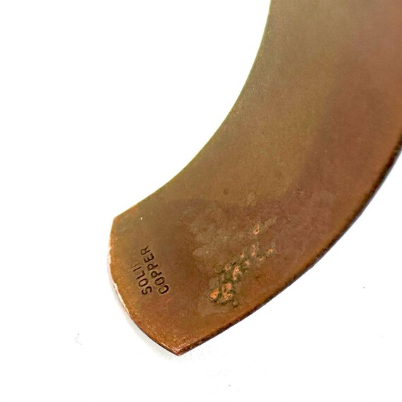 Vintage Solid Copper Cuff Bracelet – Hand-Tooled … - image 5