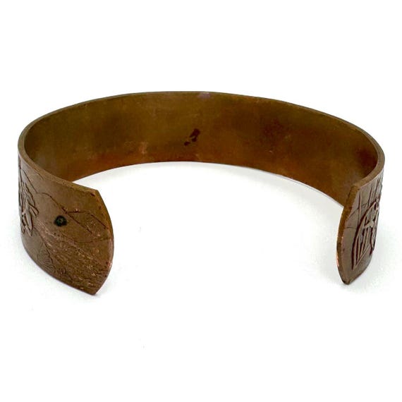 Vintage Solid Copper Cuff Bracelet – Hand-Tooled … - image 4