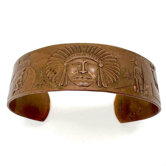 Vintage Solid Copper Cuff Bracelet – Hand-Tooled … - image 1