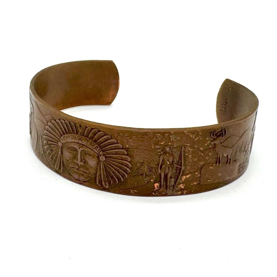 Vintage Solid Copper Cuff Bracelet – Hand-Tooled … - image 2