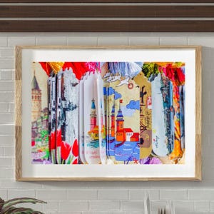 Colorful Istanbul Bookmarks Wall Art – Maiden&#39;s Tower Digital Print – Turkish Souvenir Decor – Instant Download Illustration