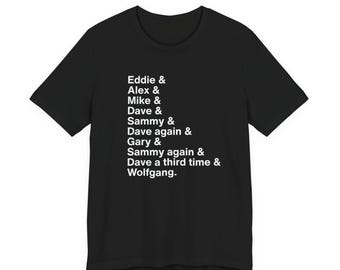 Camiseta con la lista de miembros de Van Halen / Camiseta divertida de banda de rock