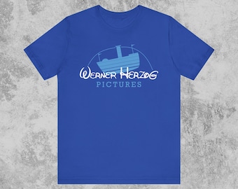 Werner Herzog Pictures T-Shirt, Royal Blue Bella + Canvas Tee