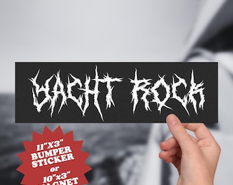 Pegatina de fuente de death metal Yacht Rock: diseño divertido de parodia metalera
