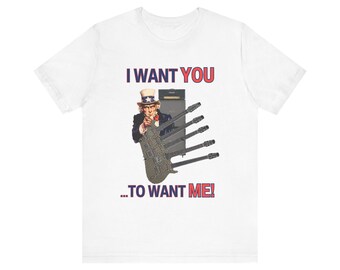 Uncle Sam Guitarist T-Shirt, Rock Music Parody Tee (Bella+Canvas 3001)