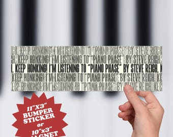 Piano Phase Sticker: Minimalist Steve Reich Music Parody Car Magnet
