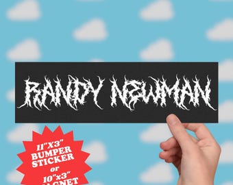 Pegatina para parachoques o imán para coche con la fuente Death Metal de Randy Newman