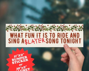 Funny Christmas Metal Jingle Bells Slayer Parody Bumper Sticker or Car Magnet