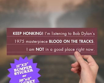 Divertida calcomanía para parachoques de Bob Dylan, Sangre en las vías, calcomanía de vinilo para auto