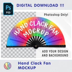 Hand Clack Fan Mockup: Folding Fan PSD Photoshop Mockup (Digital Download)