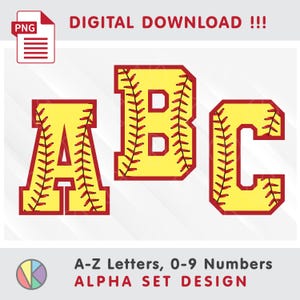 Ensemble universitaire de softball Alpha : style école de sport. Alphabet universitaire à la mode. Sublimation, DTF. Lettres, chiffres. Symboles. PNG (téléchargement numérique)