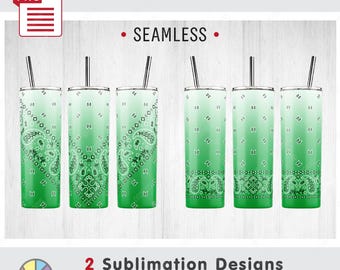 2 Ombre Classic Vintage Paisley Bandana Patterns: Seamless Sublimation Templates. 20oz Skinny Tumbler. Full Wrap. PNG (Digital Download)