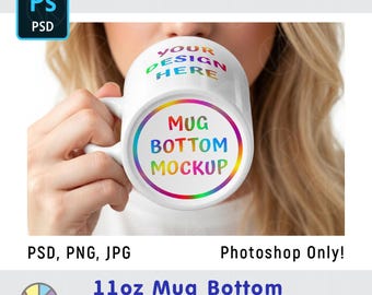 11oz Mug with Bottom Mockup: DIY Sublimation. PSD Photoshop Mockup (Digital Download)