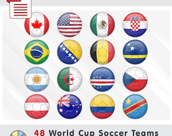 World Cup 2026 National Teams Bundle: All International Soccer Country, Football Nations, USA Canada Mexico. PNG Clipart (Digital Download)
