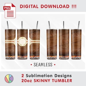 2 Cigar Designs - 20oz Skinny Tumbler - Sublimation Patterns - PNG - Full wrap