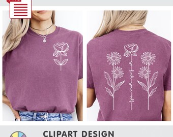 Go F*ck Your Self. Funny Floral Adults Hidden Message: Line Art Design. Black & White T-Shirt Design. DTF Printing. PNG (Digital Download)