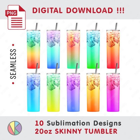 10 Ice Cocktail Tumbler Sublimation Designs: 20oz Skinny Tumbler, Seamless  PNG (Digital Download)