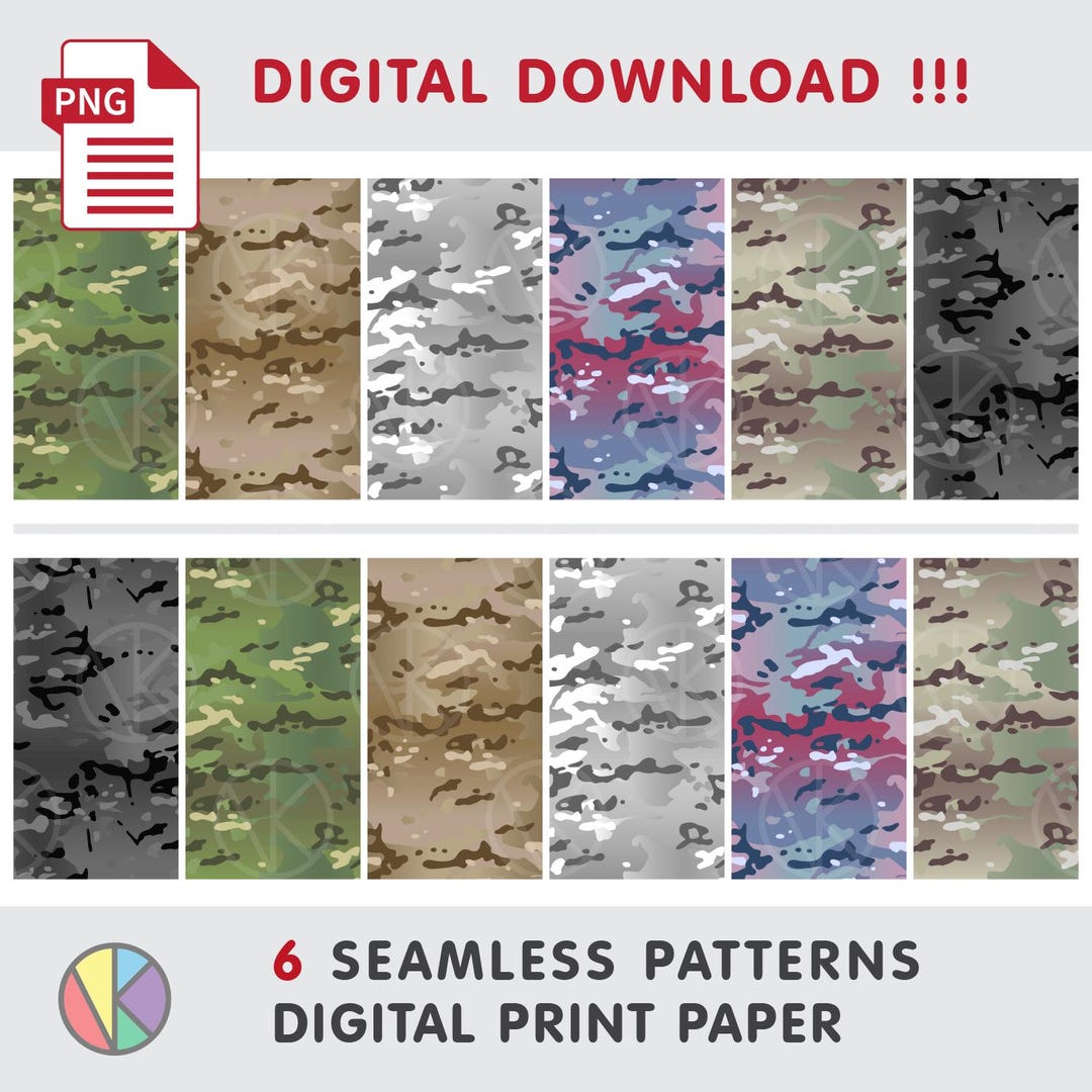6 Military Camouflage Patterns: Modern Camo Designs. Seamless Tileable ...