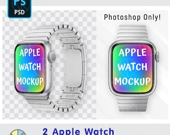 2 Apple Watch Face Mockups: Smart Watch Wallpaper PSD Photoshop Mockup (Digital Download)