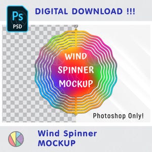 Wind Spinner Mockup: Sublimation Design, PSD Photoshop (Digital Download)