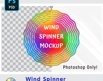 Wind Spinner Mockup: Sublimation Design, PSD Photoshop (Digital Download)