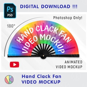 Animated Hand Fan Video Mockup: Clack Fan PSD Photoshp Mockup (Digital Download)