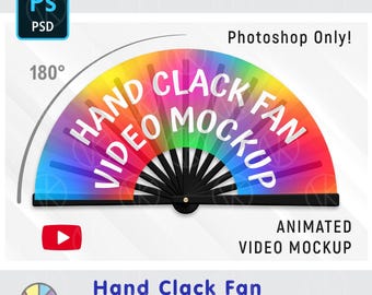 Animated Hand Fan Video Mockup: Clack Fan PSD Photoshp Mockup (Digital Download)