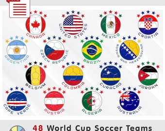 World Cup 2026 National Teams Bundle: All International Soccer Country, Football Nations, USA Canada Mexico. PNG Clipart (Digital Download)
