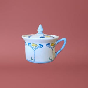 Vintage Art Nouveau Floral Mustard Pot – English Pottery, c.1920s