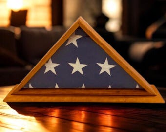 Handcrafted Flag Display Case – Military Memorial Shadow Box – Burial or Retirement Flag Holder – Veteran Gift – Made in USA 5' x 9.5'