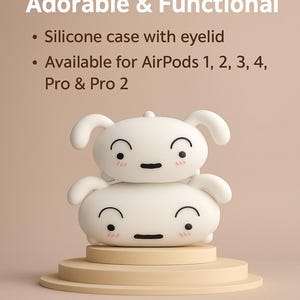 Funda de silicona kawaii para AirPods 1, 2, 3, 4, Pro y Pro 2 con diseño de orejas de conejo.
