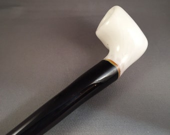 functional art glass- black and white hammer pipe