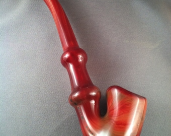 Functional Art Glass- Red Gandalf Pipe
