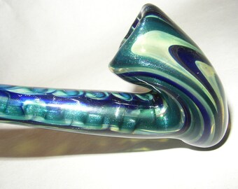 functional art glass- cobalt blue and super unobtanium gandalf pipe