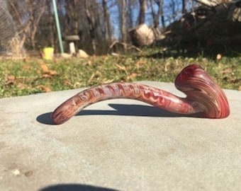 Functional Art Glass- Red Mini Gandalf Pipe