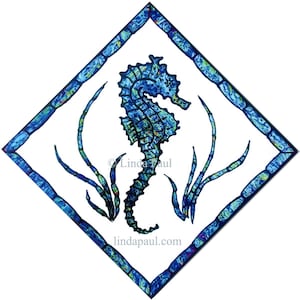 Seahorse Ceramic Tiles for Kitchen or Bathroom  - Blue and White ocean Backsplash