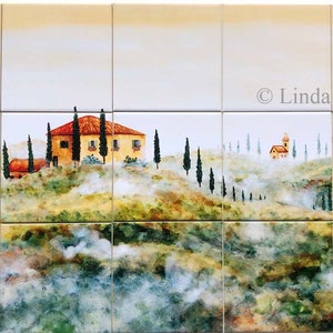 Tuscany Tile Mural for Kitchen backsplash by artist Linda Paul
